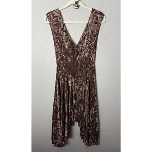 NWT Silence + Noise CORINA Crushed Velvet Asymmetrical Dress Brown Fairy SMALL